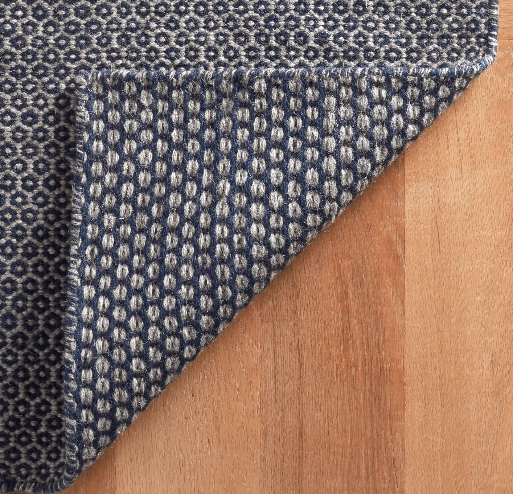 Honeycomb Woven Rug - Indigo & Grey