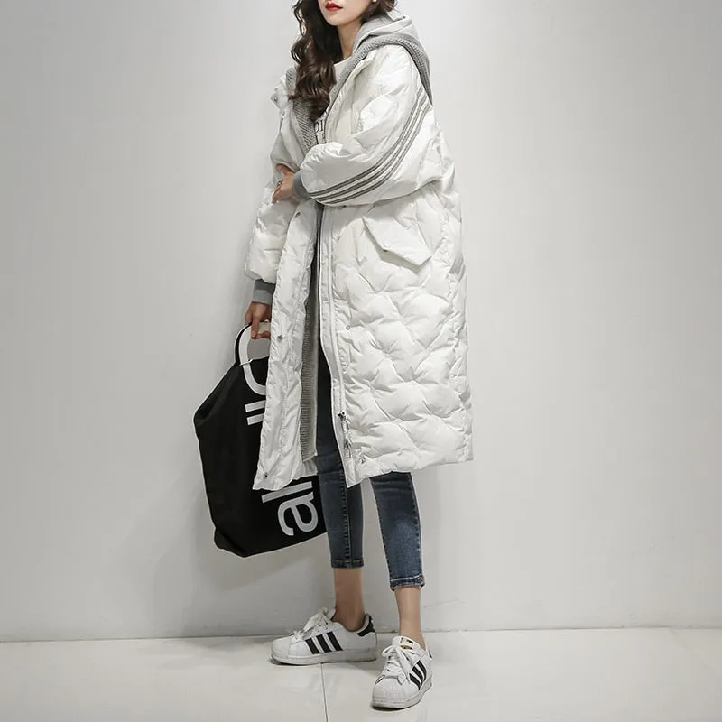 Hooded Warm Down Coat Women Long Jacket