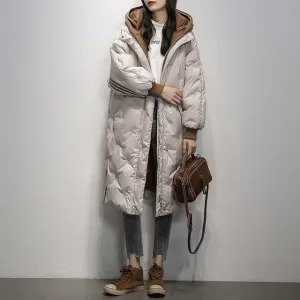 Hooded Warm Down Coat Women Long Jacket