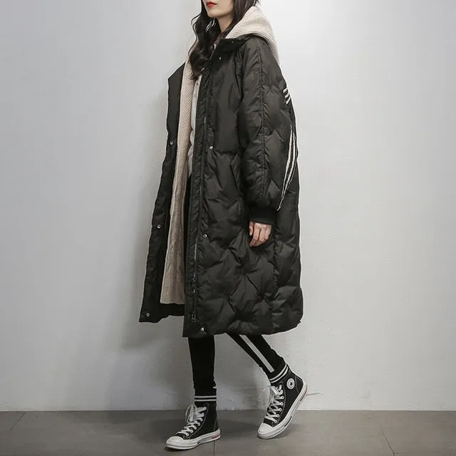 Hooded Warm Down Coat Women Long Jacket