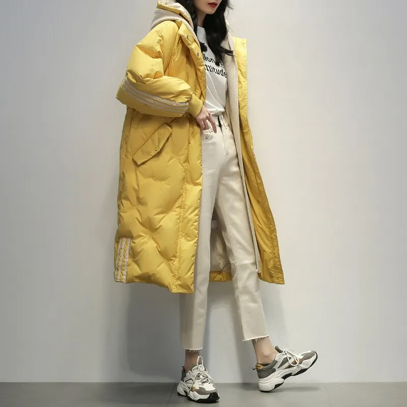 Hooded Warm Down Coat Women Long Jacket