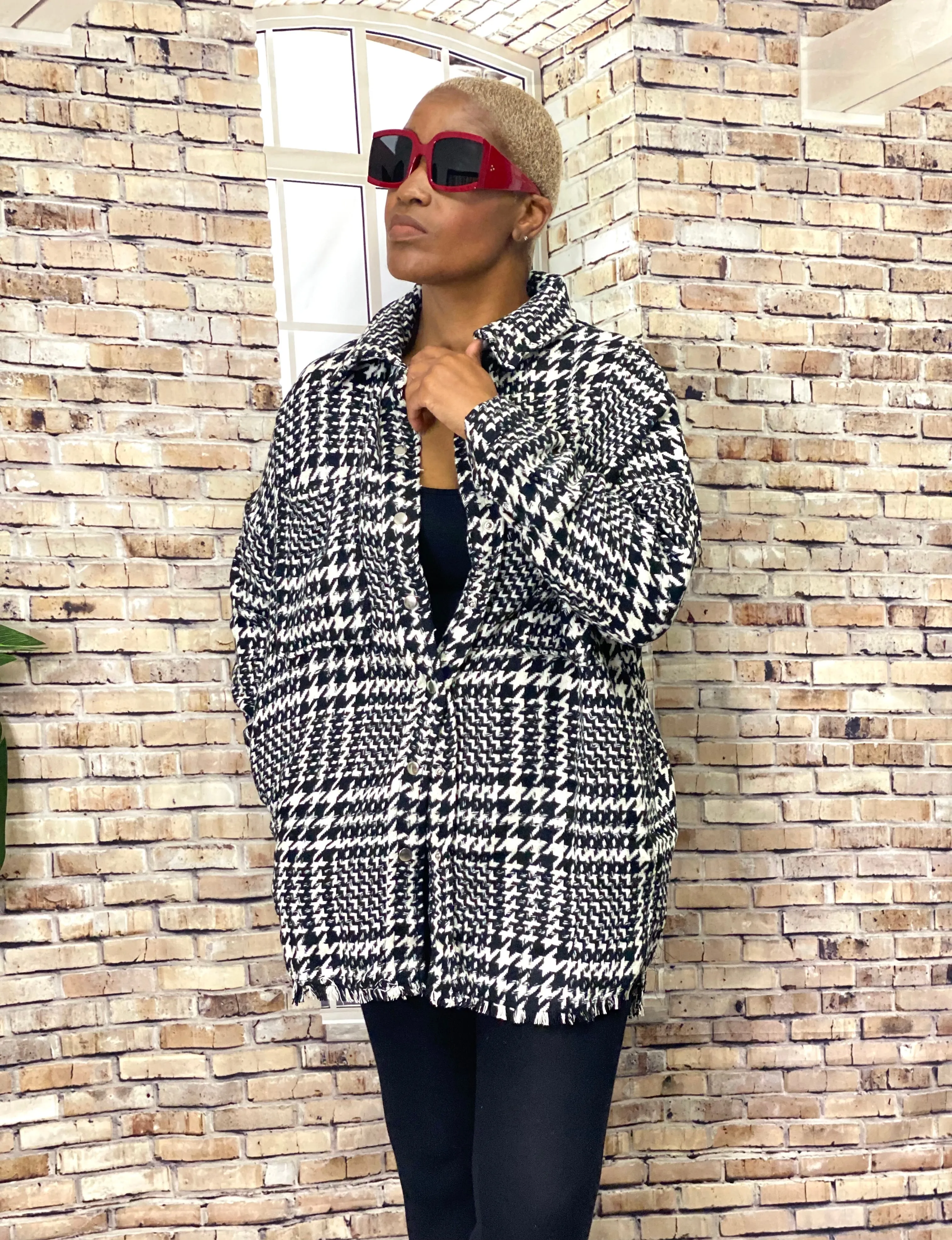 Houndstooth Woven Jacket