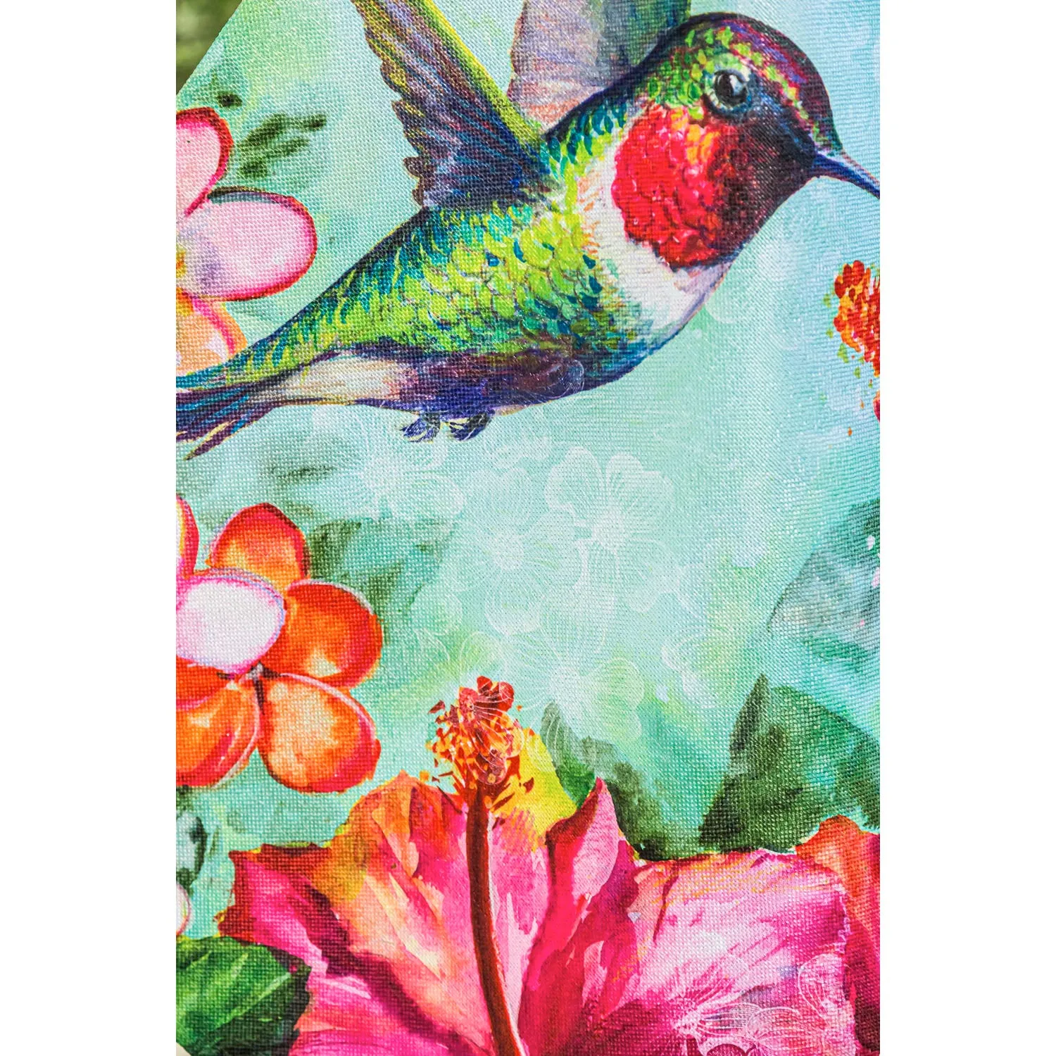 Hummingbird and Hibiscus House Textured Suede Flag,13es9152