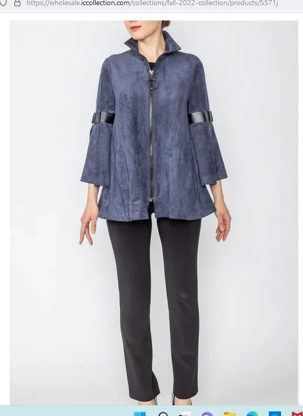 IC Collection 5571J 1PC Stand Up Collar Zip-Front Long Sleeve Tap Jacket