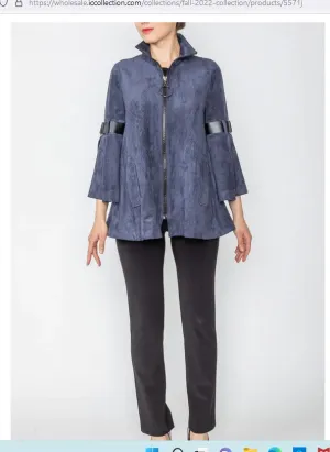 IC Collection 5571J 1PC Stand Up Collar Zip-Front Long Sleeve Tap Jacket