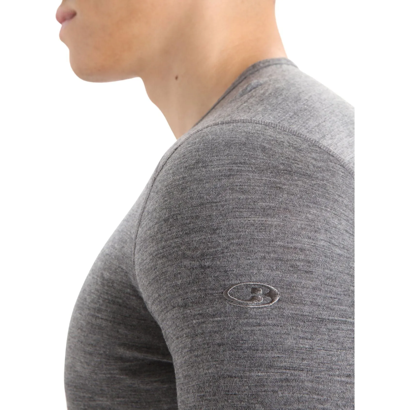 Icebreaker Men's Merino 200 Oasis Long Sleeve Crewe Thermal Top - Gritstone Heather