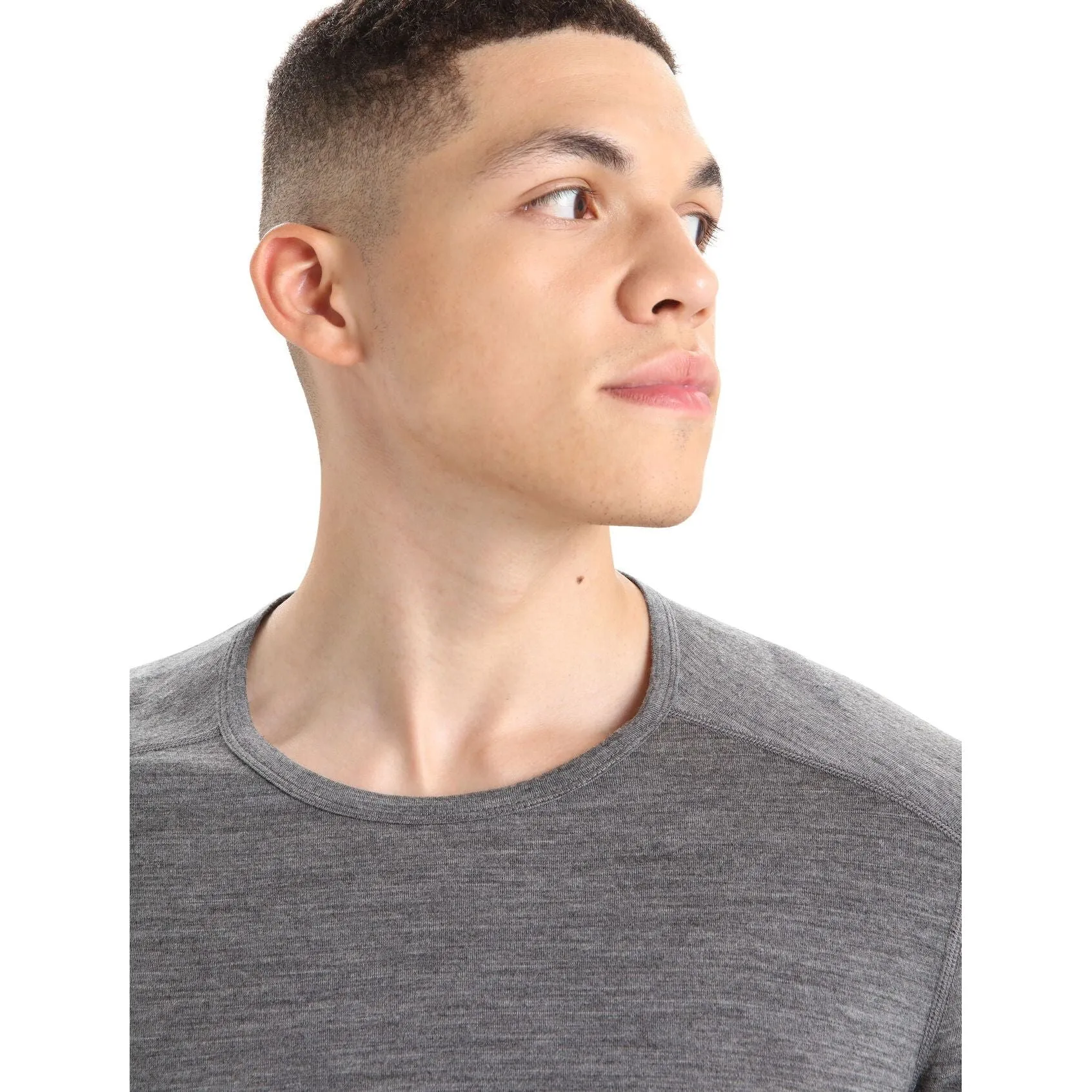 Icebreaker Men's Merino 200 Oasis Long Sleeve Crewe Thermal Top - Gritstone Heather