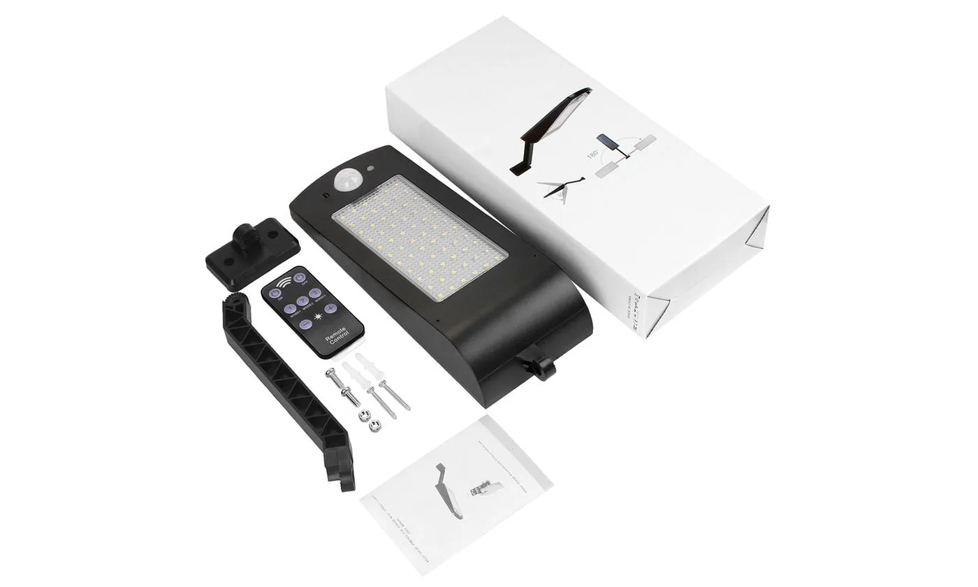 IP65 Waterproof Solar Wall Light 66 Lamp Beads Three Light Modes Remote Control