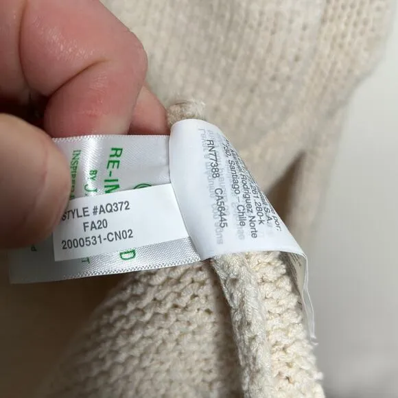 J. CREW Cardigan Beach Sweater Contrast Trim Ivory Black {3B7}