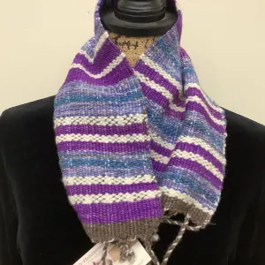 “Jamie” Wool & Alpaca Scarf Purples & White