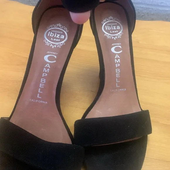 Jeffrey Campbell Ibiza Hough Black Suede Strappy Heels Women's Size 9.5 VGUC 4&quot;
