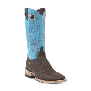 Joaquin (Rubber Sole) - Square Toe - Chocolate & Blue