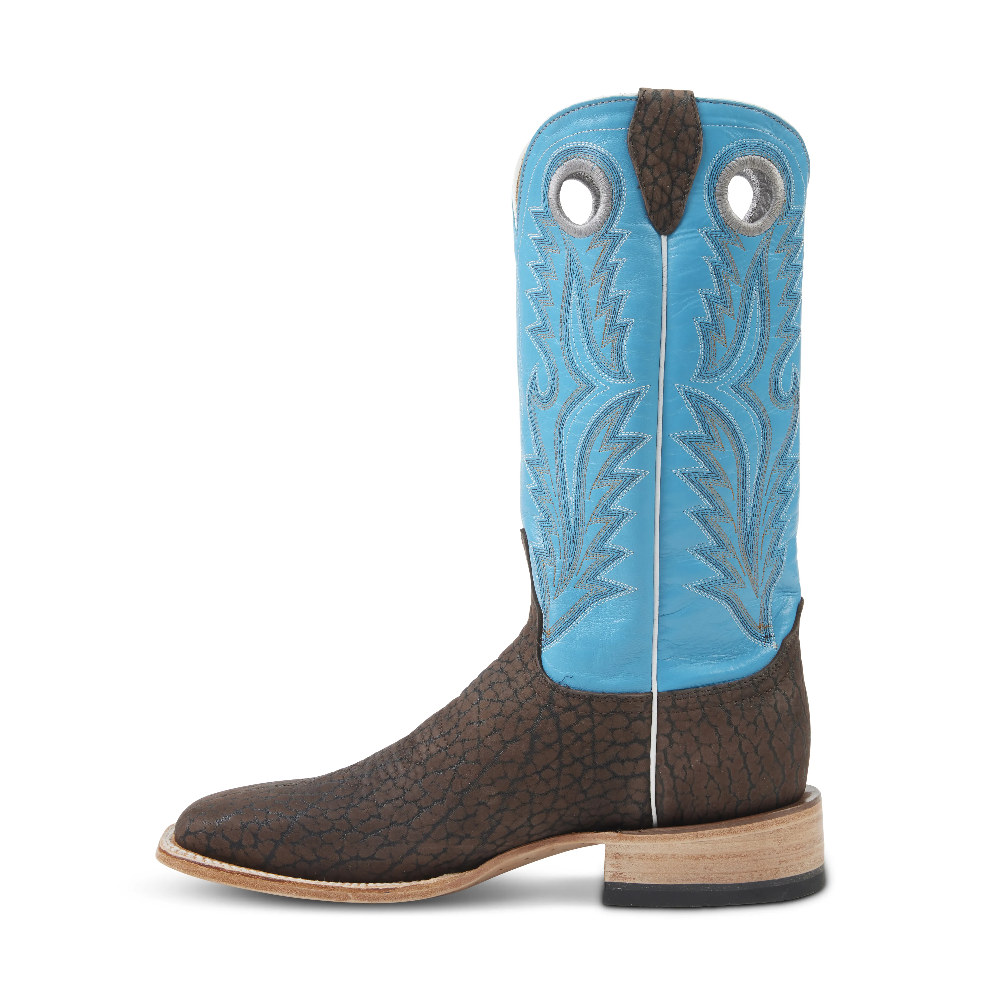 Joaquin (Rubber Sole) - Square Toe - Chocolate & Blue