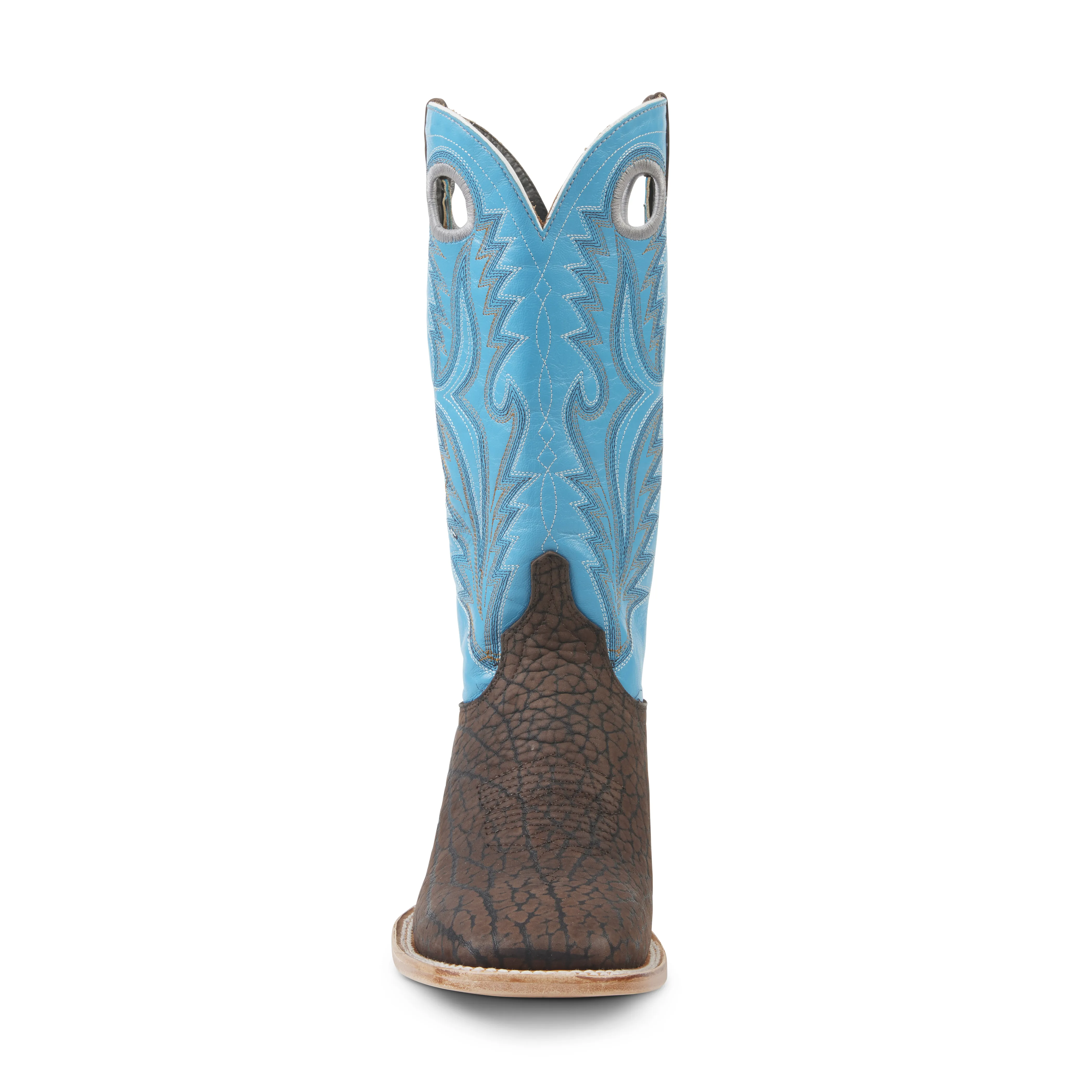 Joaquin (Rubber Sole) - Square Toe - Chocolate & Blue