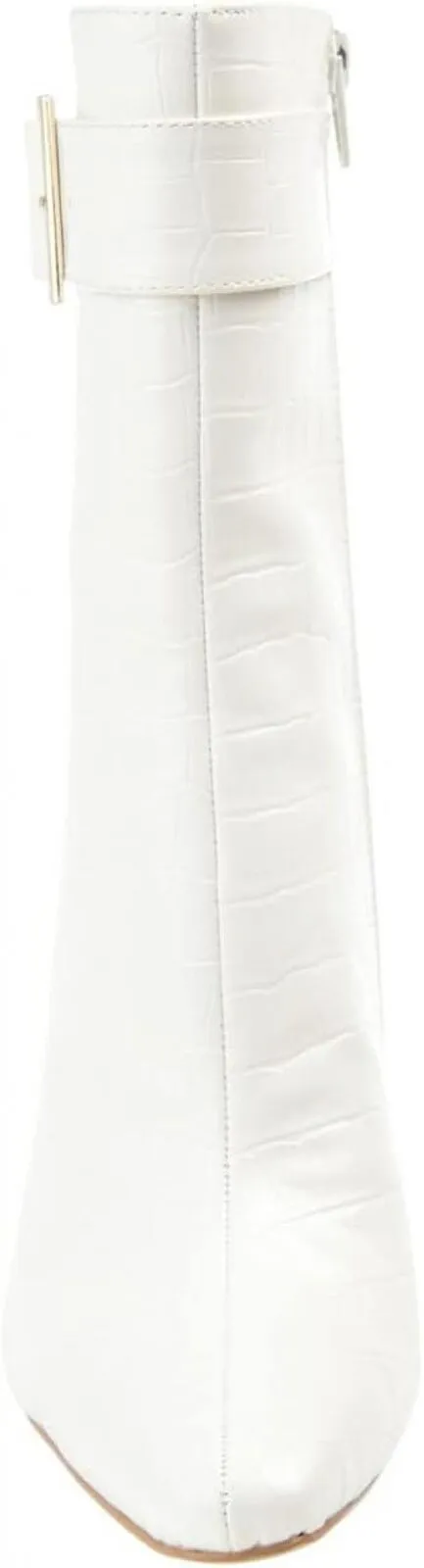 Journee Collection Elanie Comfort Foam Inside Zip Block Heel Booties White 8.5M