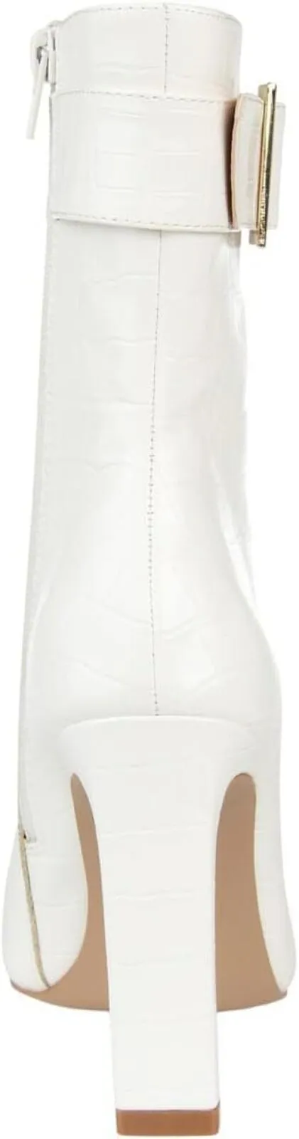Journee Collection Elanie Comfort Foam Inside Zip Block Heel Booties White 8.5M