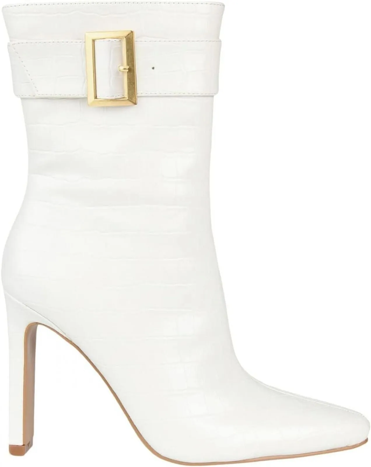 Journee Collection Elanie Comfort Foam Inside Zip Block Heel Booties White 8.5M
