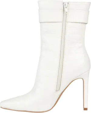 Journee Collection Elanie Comfort Foam Inside Zip Block Heel Booties White 8.5M