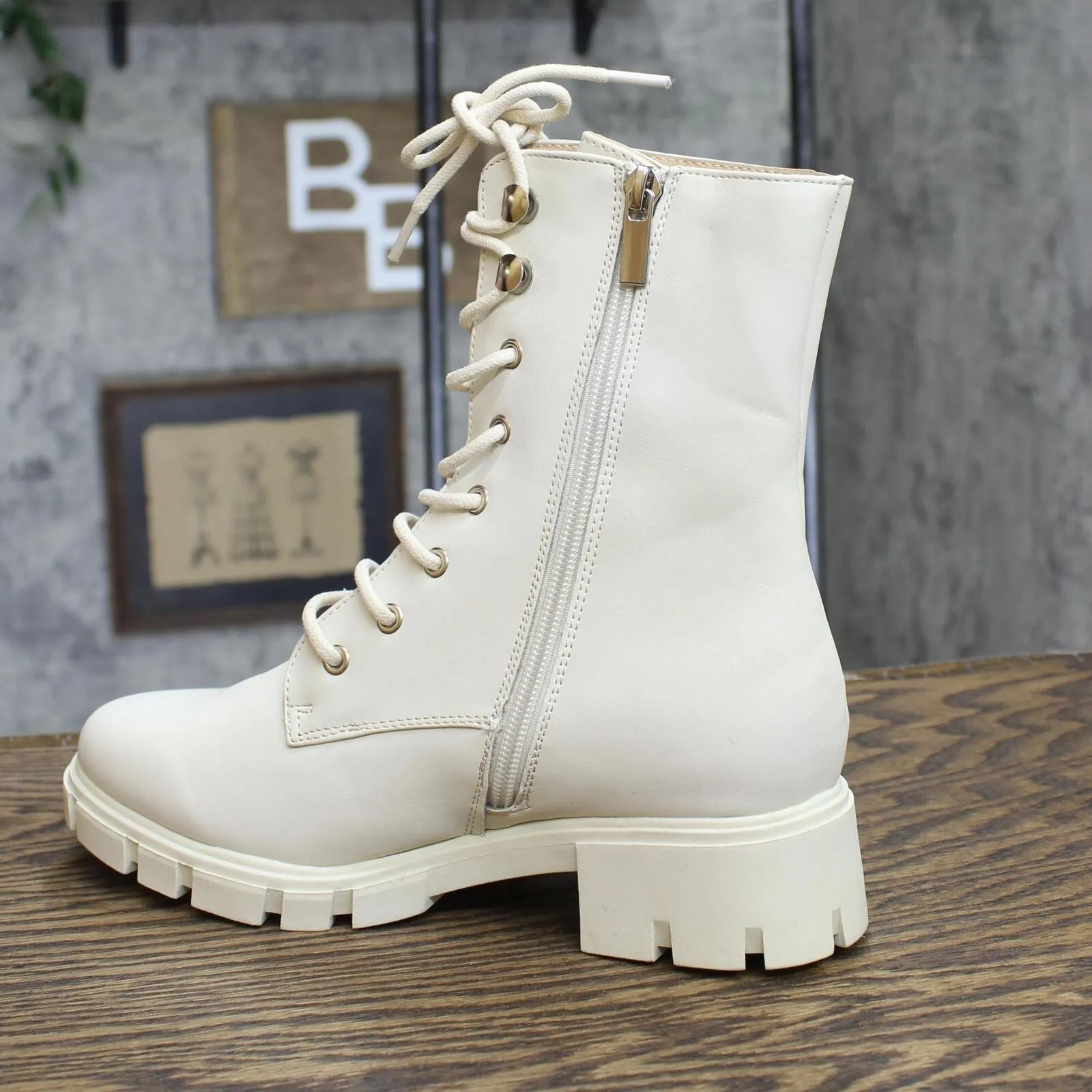 Journee Collection Madelynn Tru Comfort Foam Block Heel Booties Bone White 7M