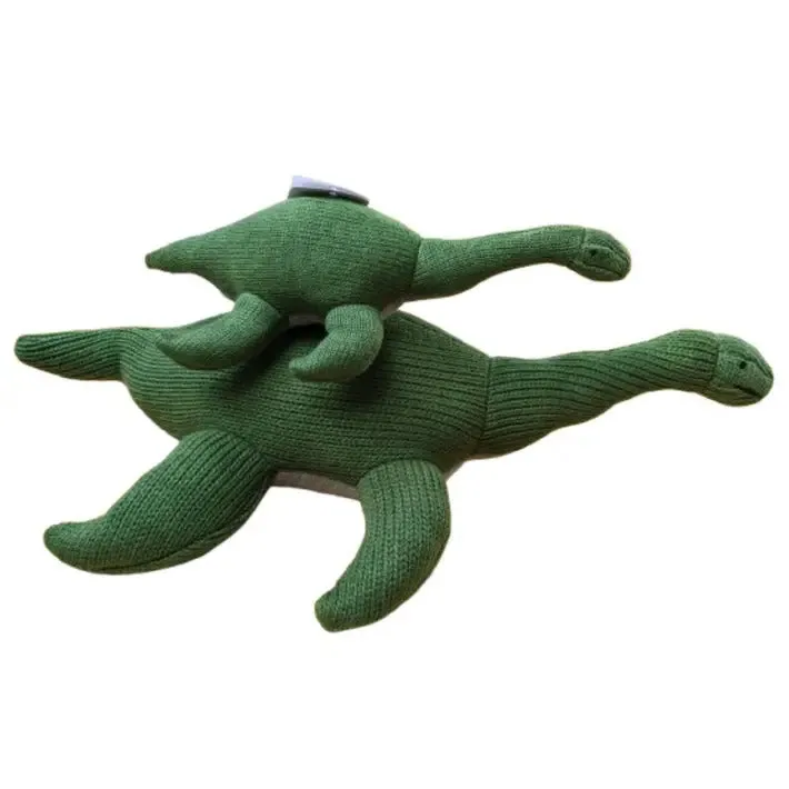 Knitted Green Plesiosaurus Dinosaur Baby Rattle