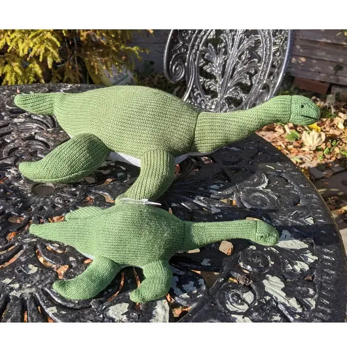 Knitted Green Plesiosaurus Dinosaur Baby Rattle