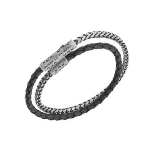 Lash Double Wrap Metal-Leather Woven Bracelet