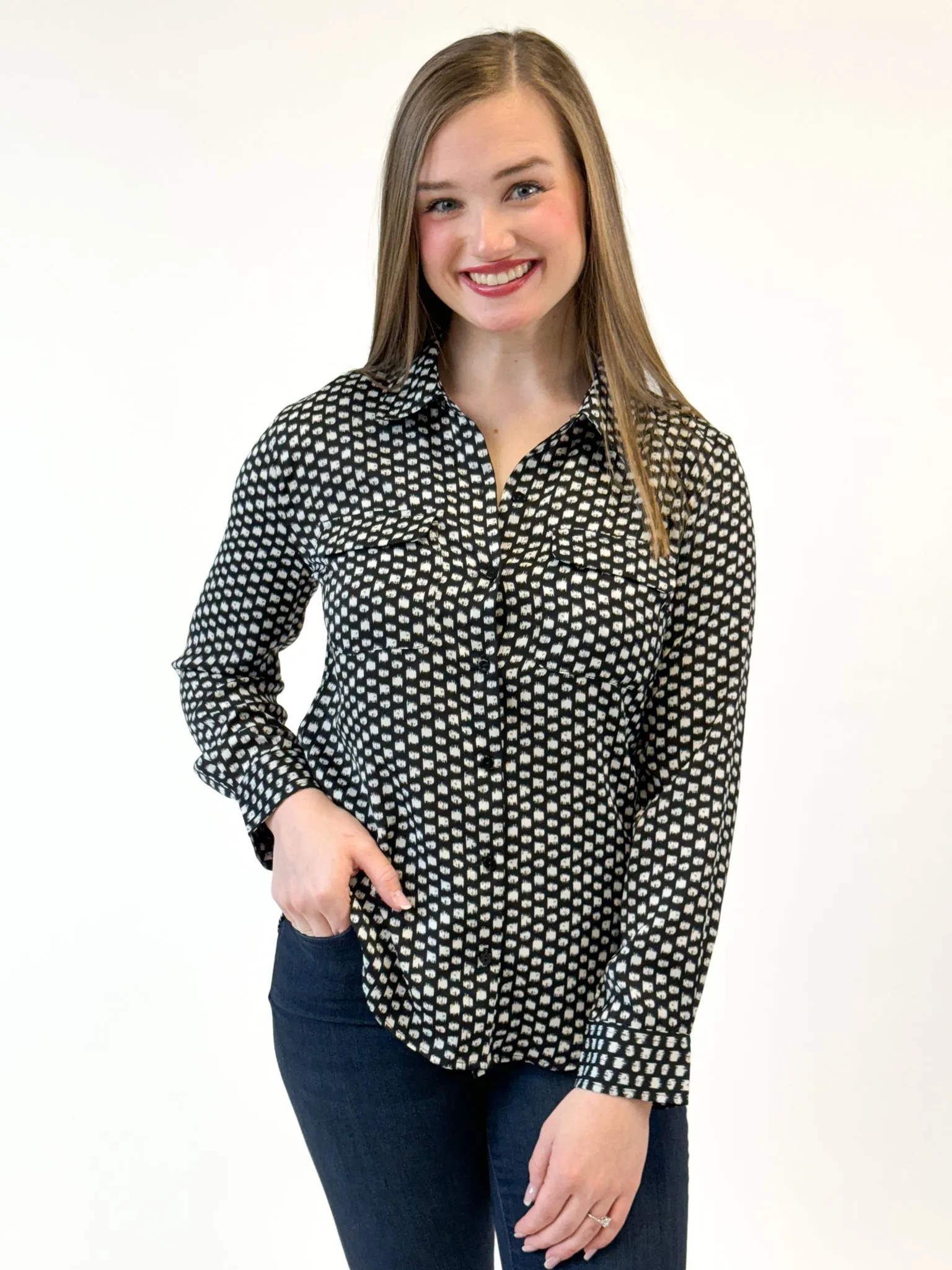 Liverpool Flap Pocket Button Up Blouse