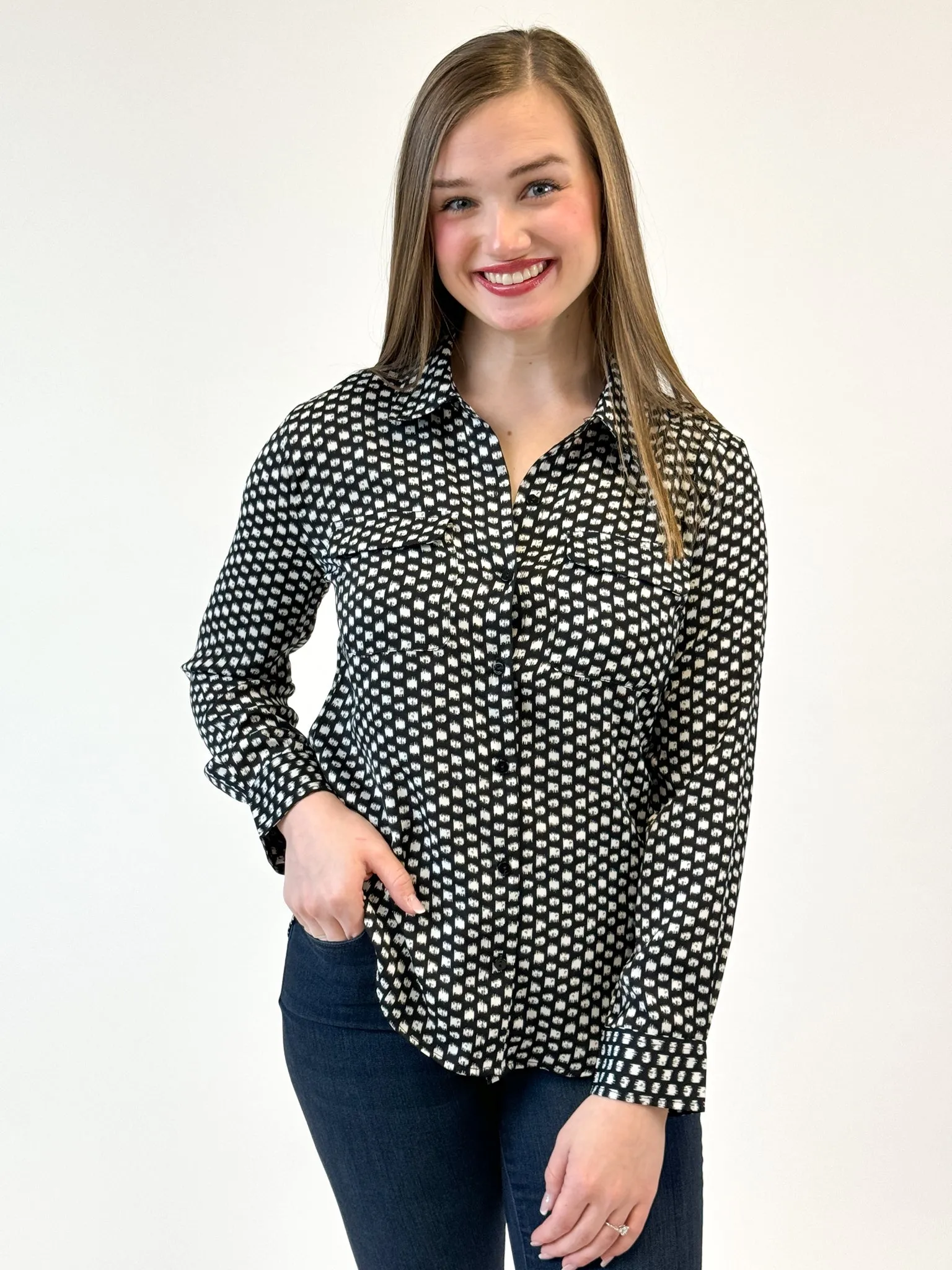 Liverpool Flap Pocket Button Up Blouse