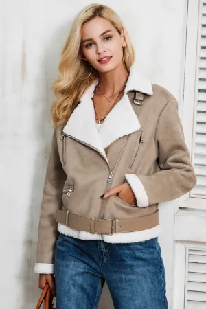 Love Me Suede Fur Jacket - Khaki