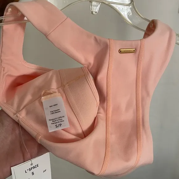 L*Space Beckham Tank peachy pink sports bra Lspace active- size small