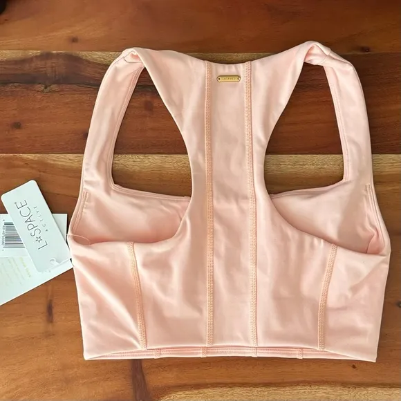 L*Space Beckham Tank peachy pink sports bra Lspace active- size small