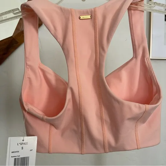 L*Space Beckham Tank peachy pink sports bra Lspace active- size small