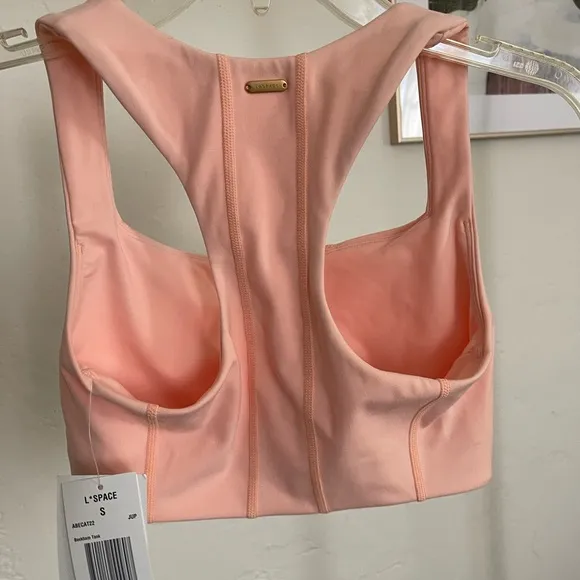 L*Space Beckham Tank peachy pink sports bra Lspace active- size small