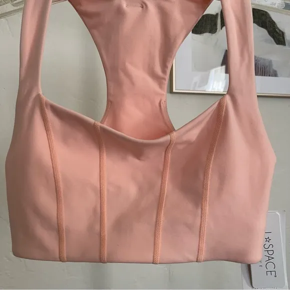 L*Space Beckham Tank peachy pink sports bra Lspace active- size small