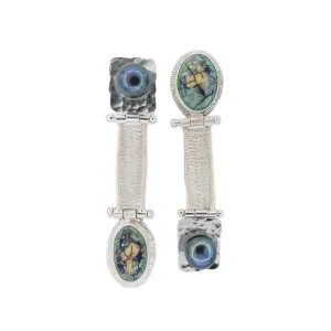 Lyris - Double Opal Hinged Woven Silver Bridge Earrings with Black Pearls