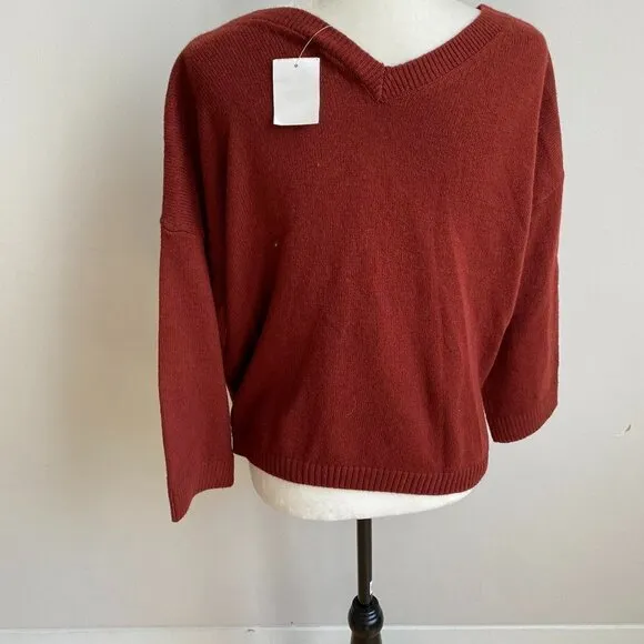 Madewell BNWT double vneck sweater NEW burgundy