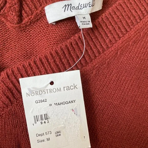 Madewell BNWT double vneck sweater NEW burgundy