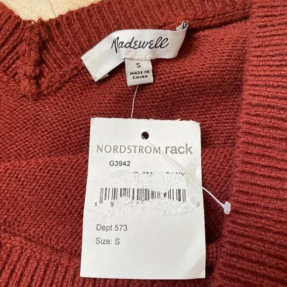 Madewell BNWT double vneck sweater NEW burgundy