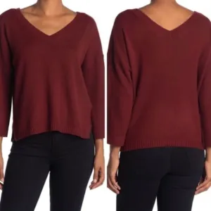 Madewell BNWT double vneck sweater NEW burgundy