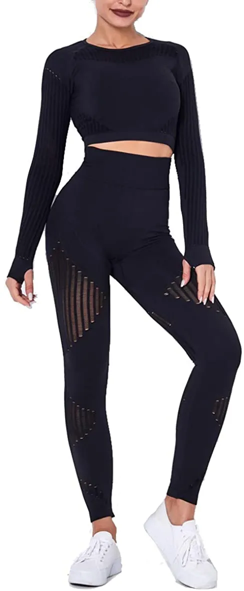 MANON ROSA Workout Sets Women 2 Piece Yoga Fitness Clothes Exercise Sportswear Legging Crop Top Gym Clothes