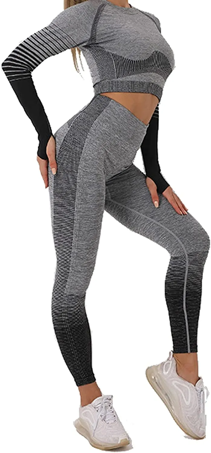MANON ROSA Workout Sets Women 2 Piece Yoga Fitness Clothes Exercise Sportswear Legging Crop Top Gym Clothes
