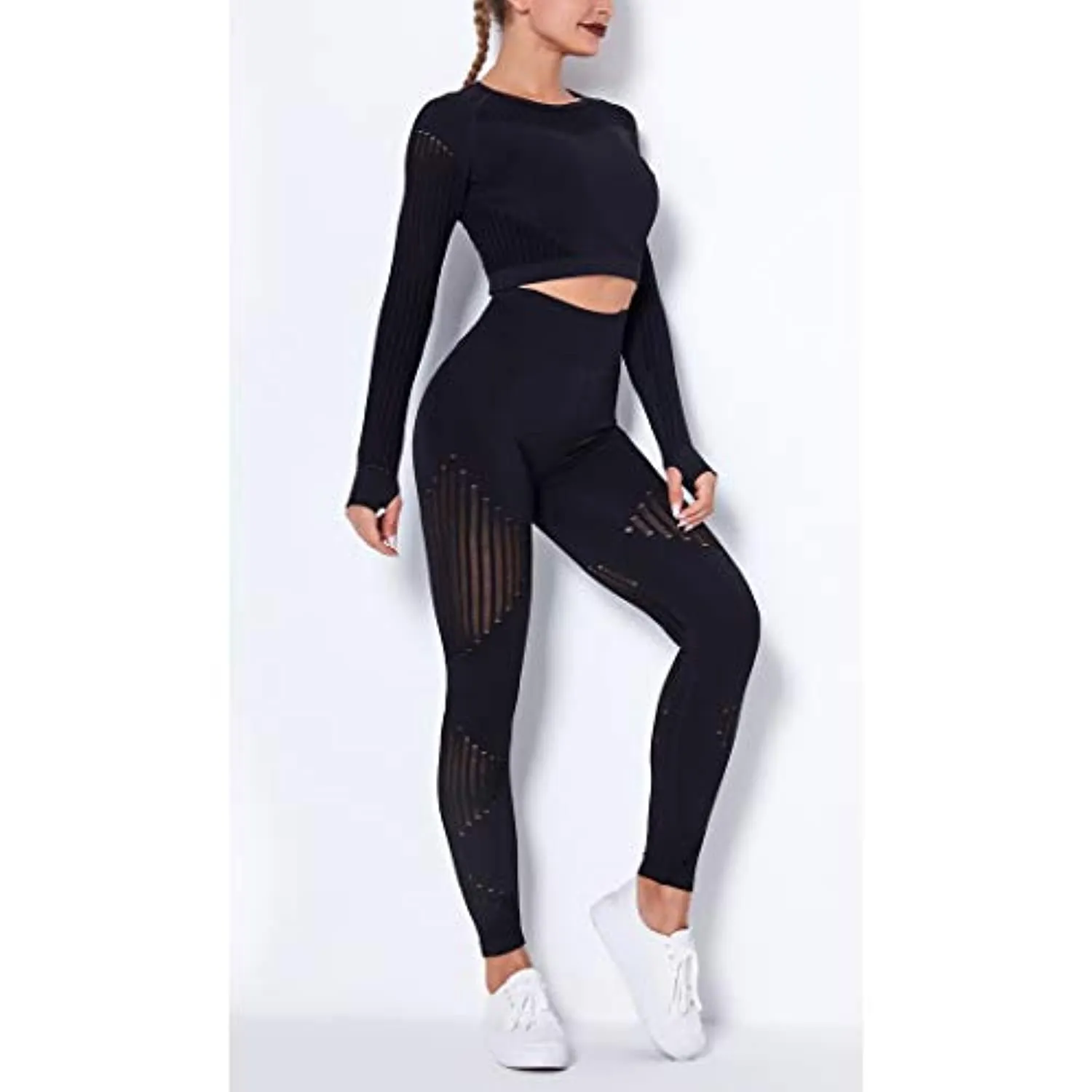 MANON ROSA Workout Sets Women 2 Piece Yoga Fitness Clothes Exercise Sportswear Legging Crop Top Gym Clothes