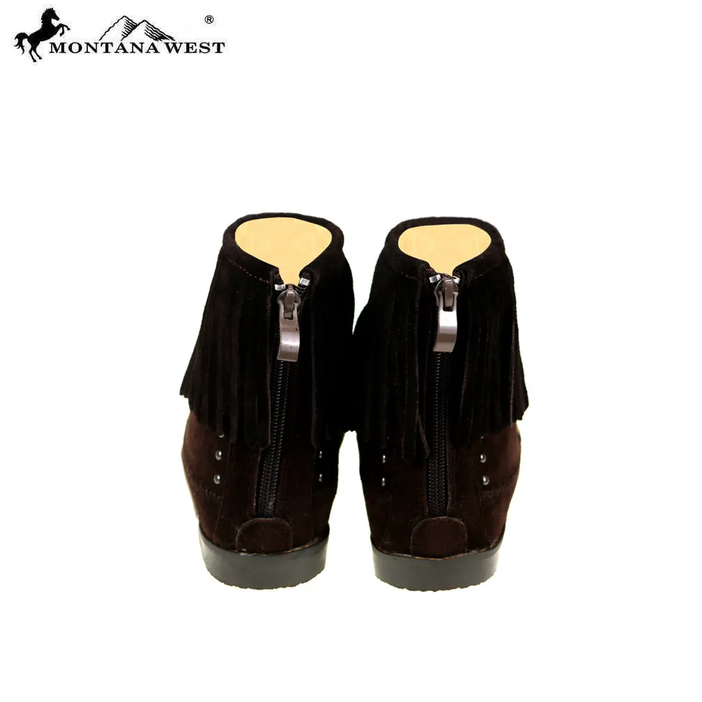 MBT-1904  Montana West Western Booties Genuine Hair-On Cowhide - Coffee By Size