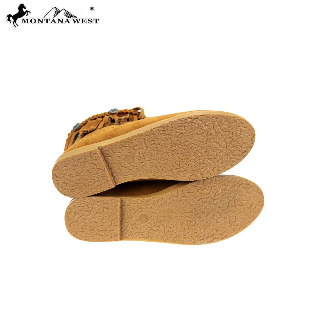 MBT-1904  Montana West Western Booties Genuine Hair-On Cowhide - Coffee By Size
