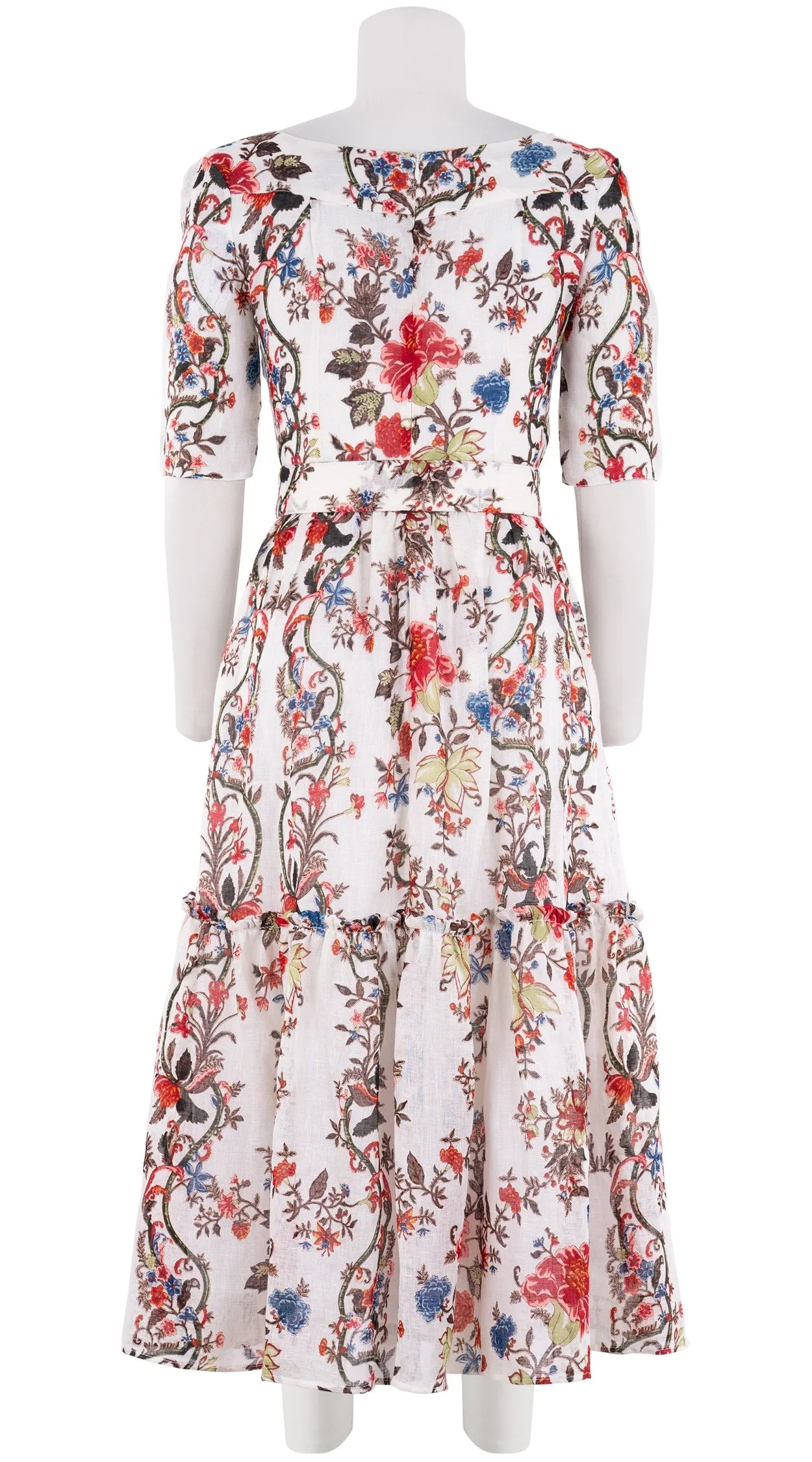 Melanie Dress #2 Boat Neck 1/2 Sleeve Midi Plus Length Linen (Chinese Panel)