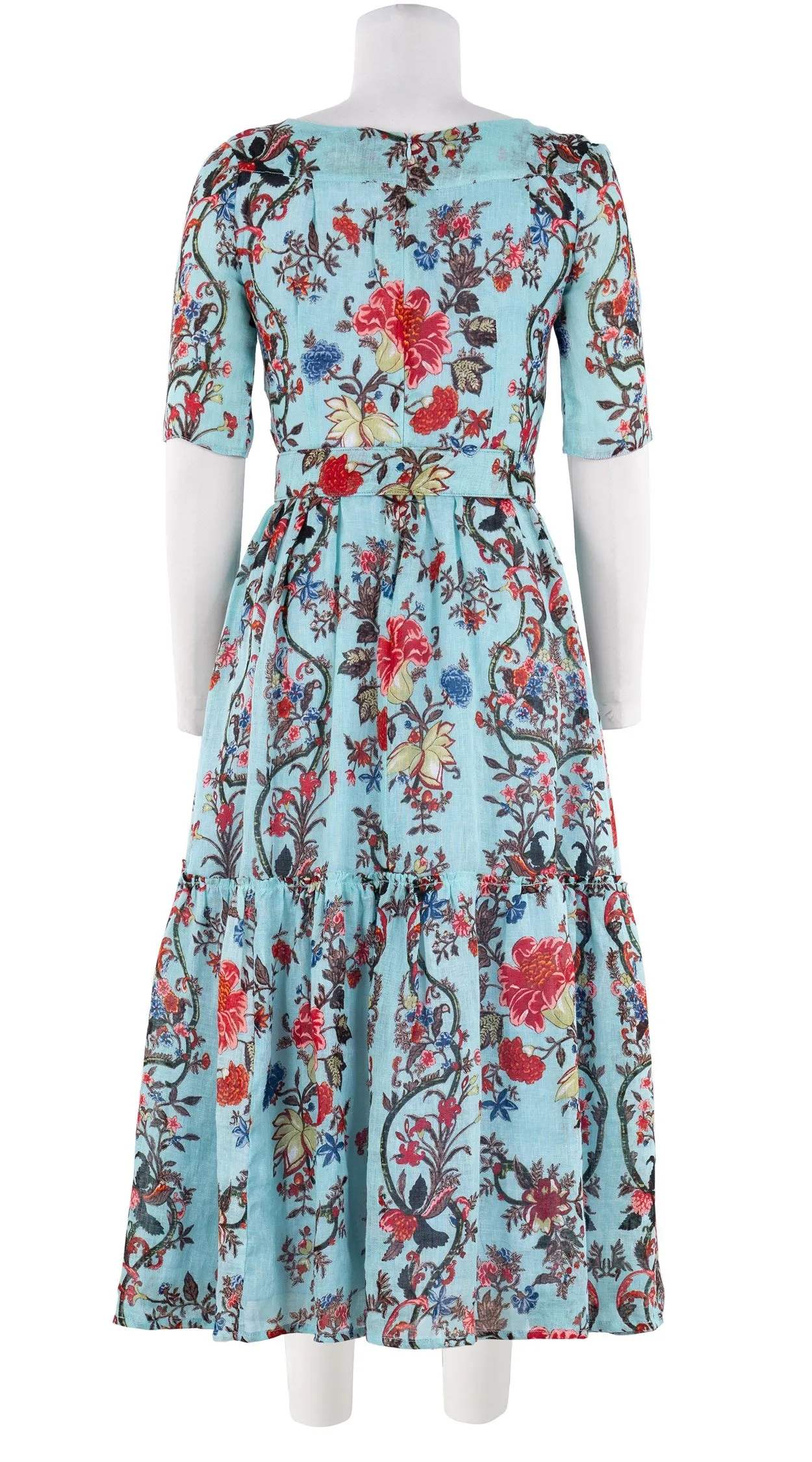Melanie Dress #2 Boat Neck 1/2 Sleeve Midi Plus Length Linen (Chinese Panel)