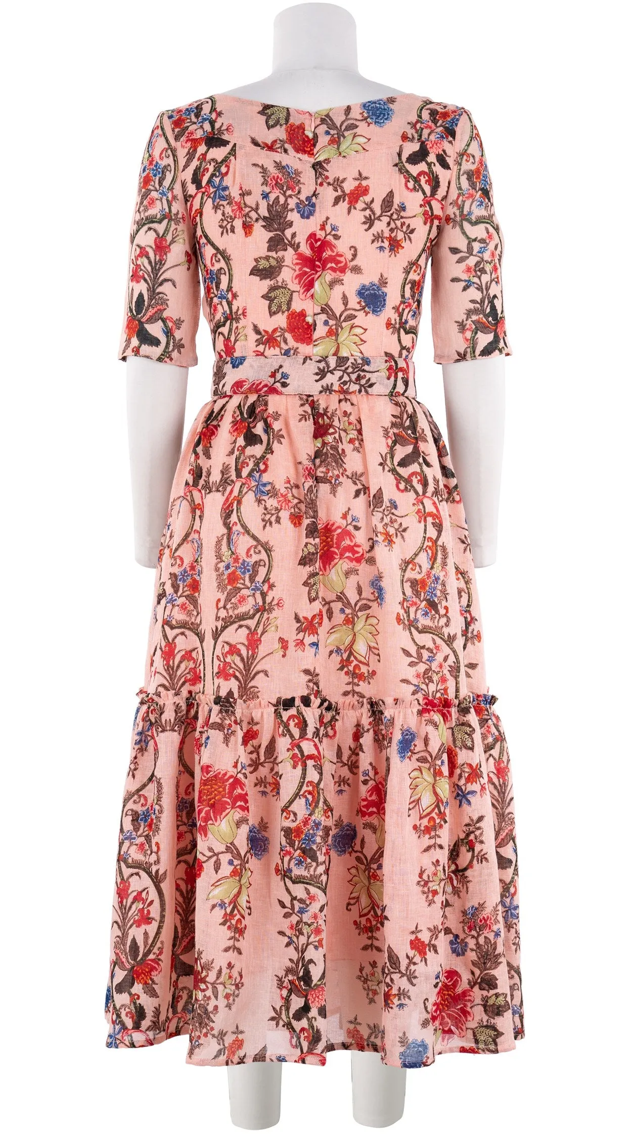 Melanie Dress #2 Boat Neck 1/2 Sleeve Midi Plus Length Linen (Chinese Panel)
