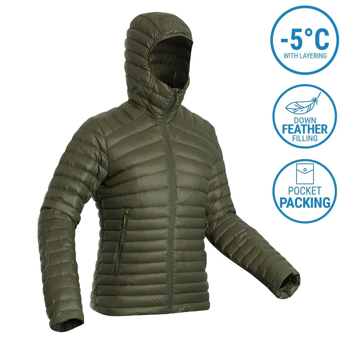 Men’s padded hiking jacket with hood -5°C, MT100