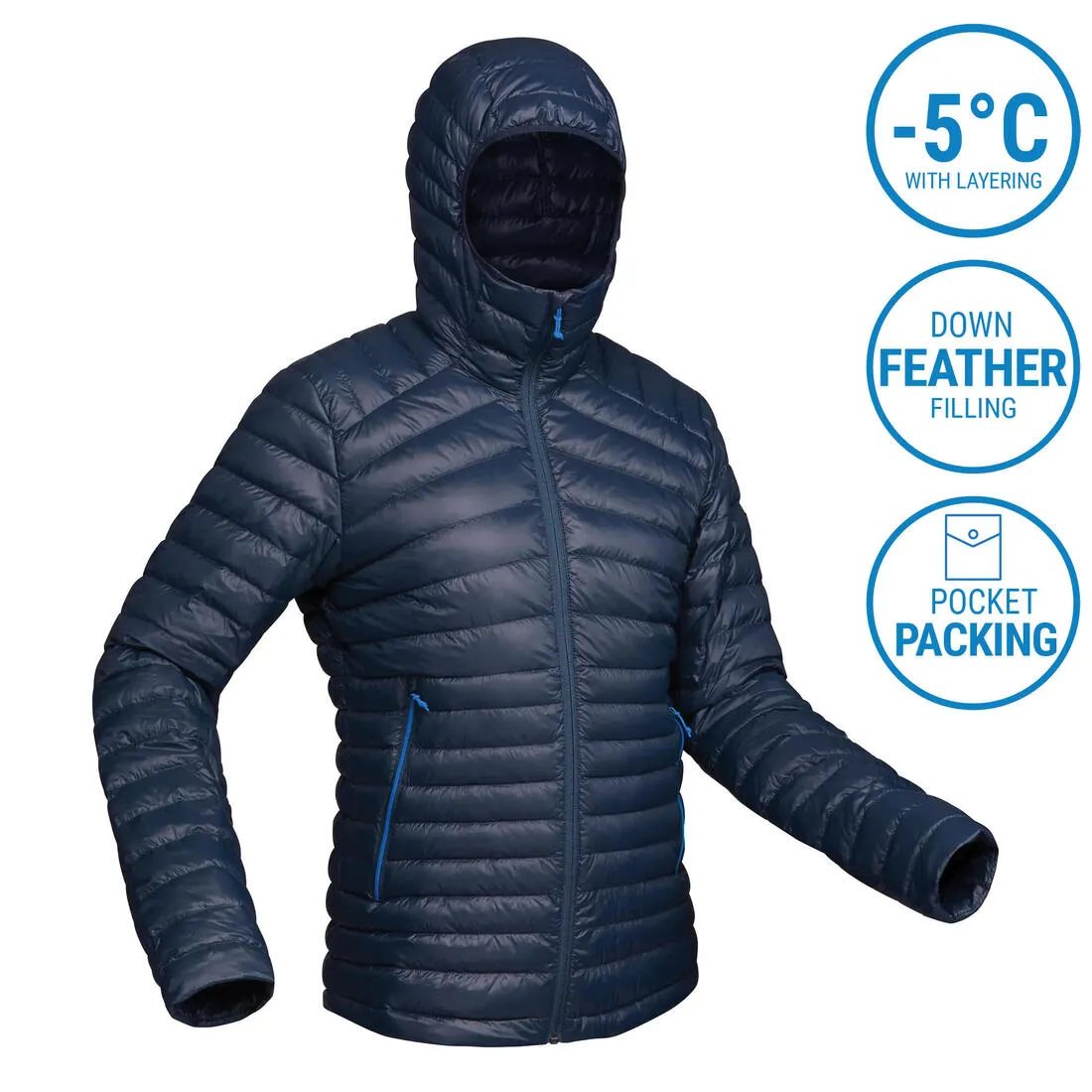 Men’s padded hiking jacket with hood -5°C, MT100