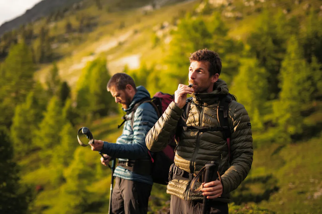 Men’s padded hiking jacket with hood -5°C, MT100